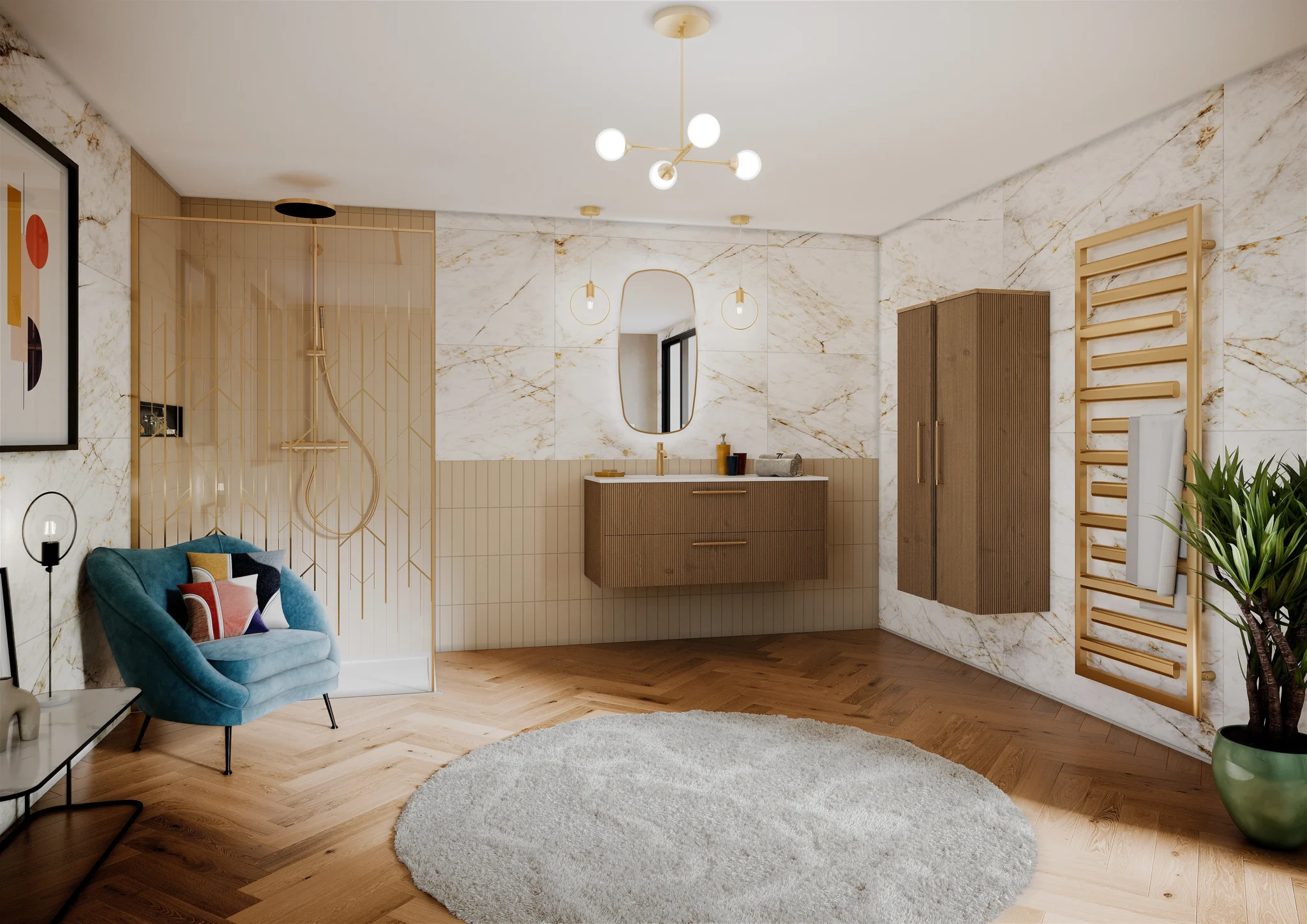 salle de bains design arty chic